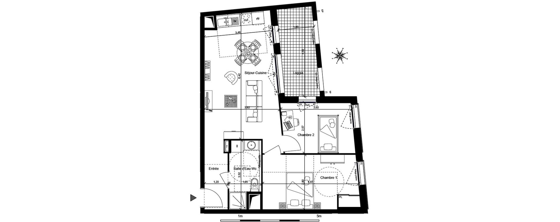 Appartement T3 de 55,66 m2 &agrave; Marseille Saint-mauront (3eme)