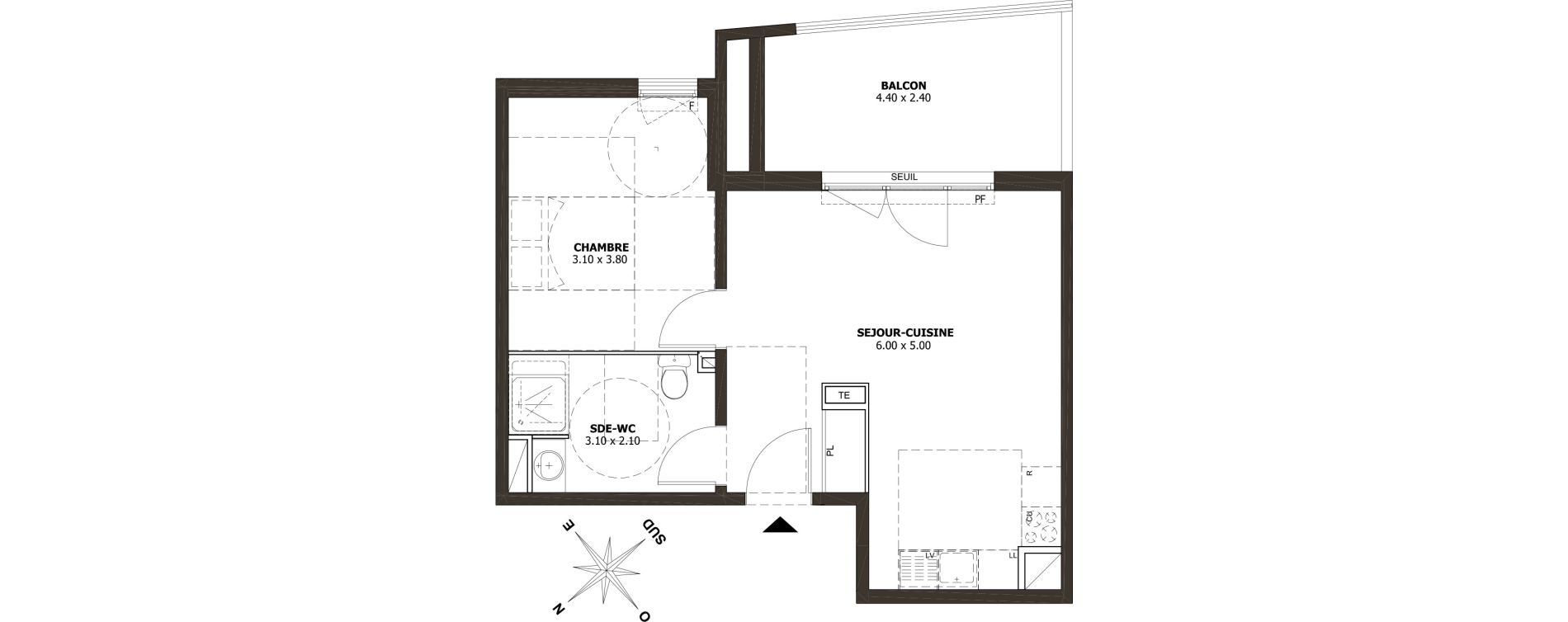 Appartement T2 de 44,30 m2 &agrave; Marseille Saint-jean du d&eacute;sert (12eme)