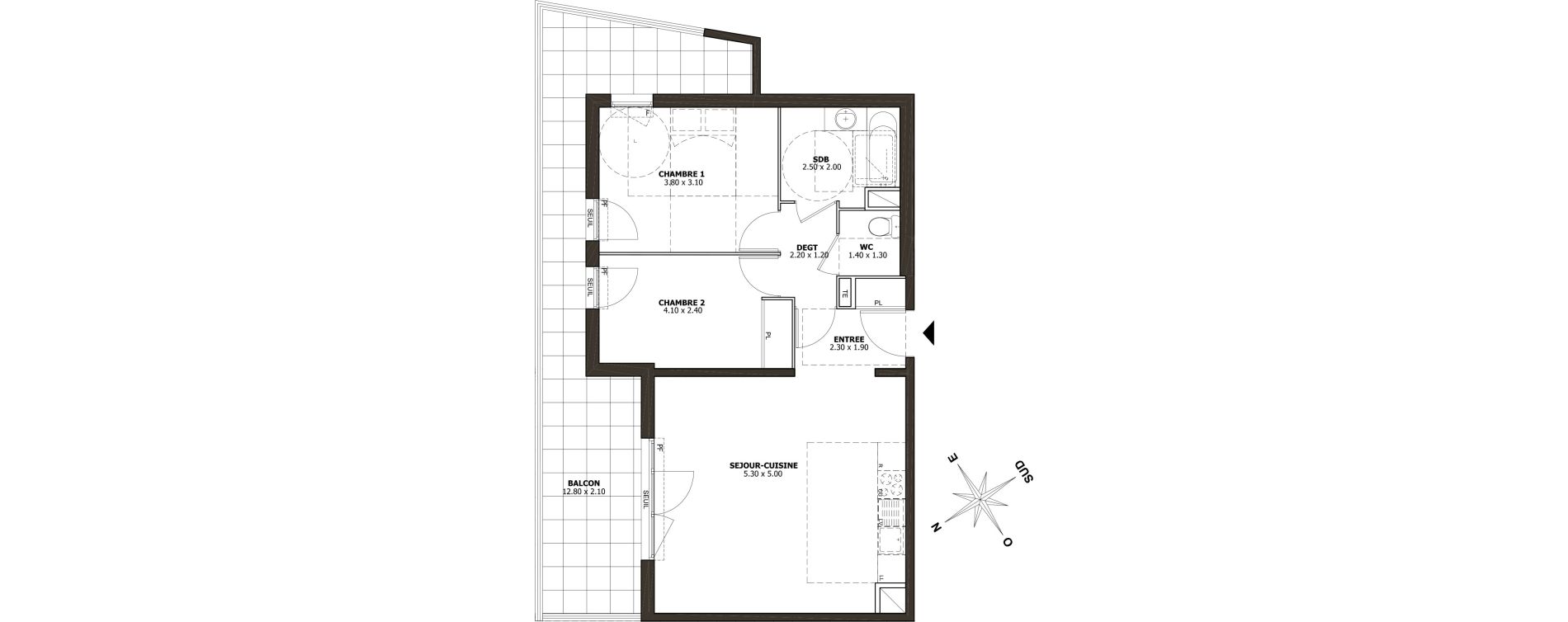 Appartement T3 de 61,50 m2 &agrave; Marseille Saint-jean du d&eacute;sert (12eme)