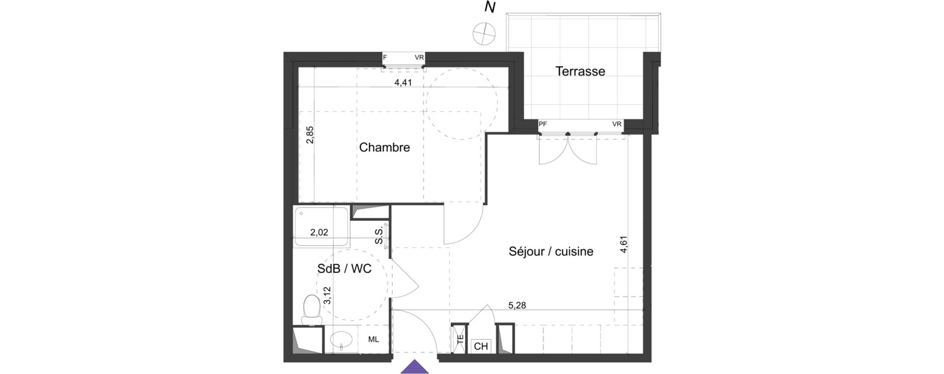 Appartement T2 de 38,52 m2 &agrave; Marseille Saint-loup (10eme)