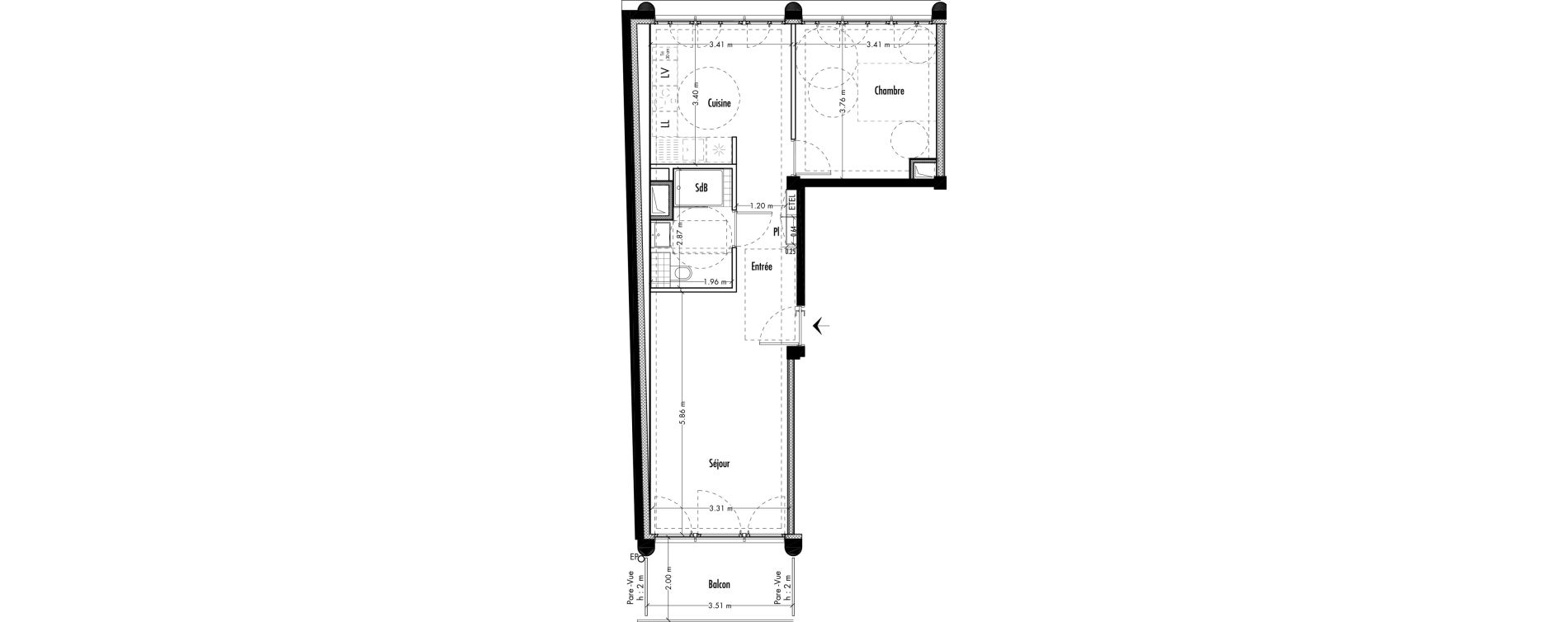Appartement T2 de 52,49 m2 &agrave; Marseille Louis loucheur (5eme)