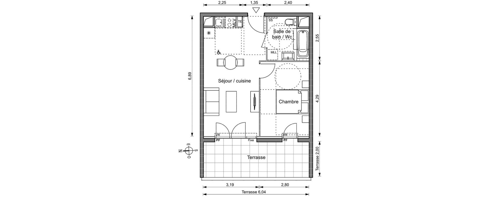 Appartement T2 de 40,00 m2 &agrave; Marseille Saint-louis (15eme)