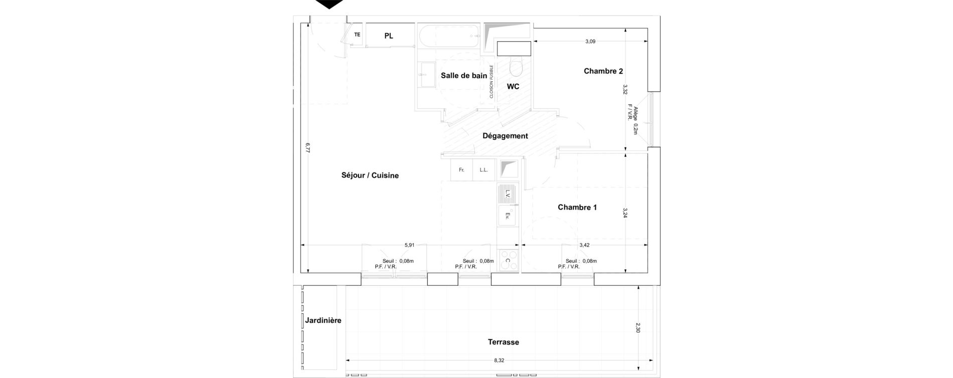 Appartement T3 de 59,86 m2 &agrave; Marseille Les camoins (11eme)