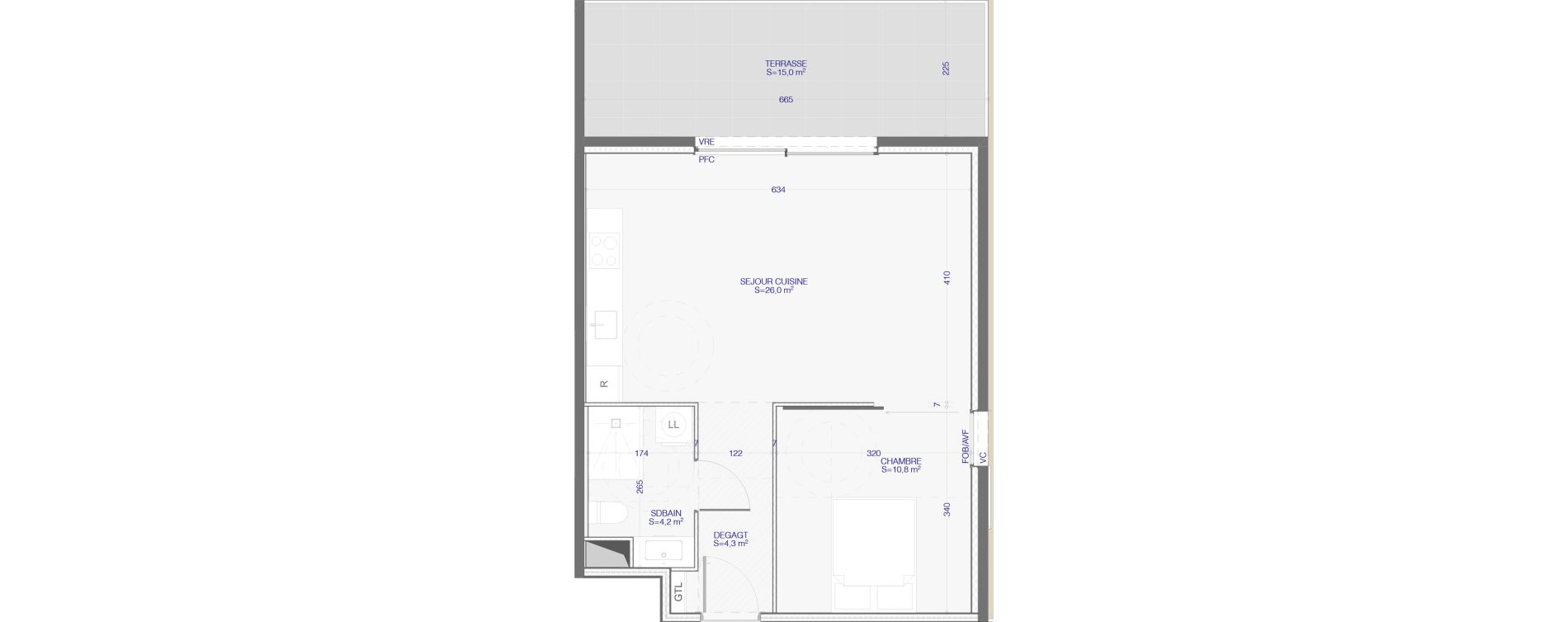 Appartement T2 de 45,30 m2 &agrave; Marseille La timone (10eme)