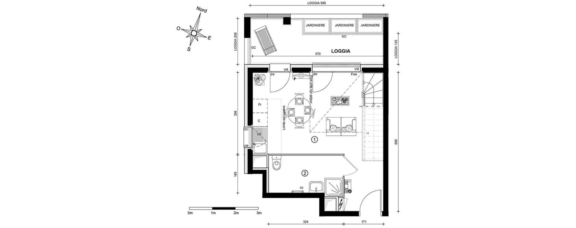 Duplex T2 de 48,80 m2 &agrave; Marseille Villette (3eme)