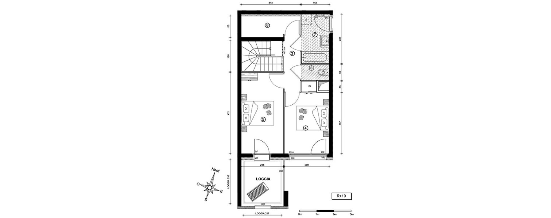 Duplex T3 de 65,10 m2 &agrave; Marseille Villette (3eme)