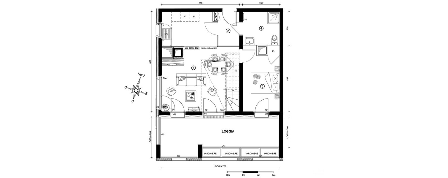 Duplex T5 de 96,20 m2 &agrave; Marseille Villette (3eme)