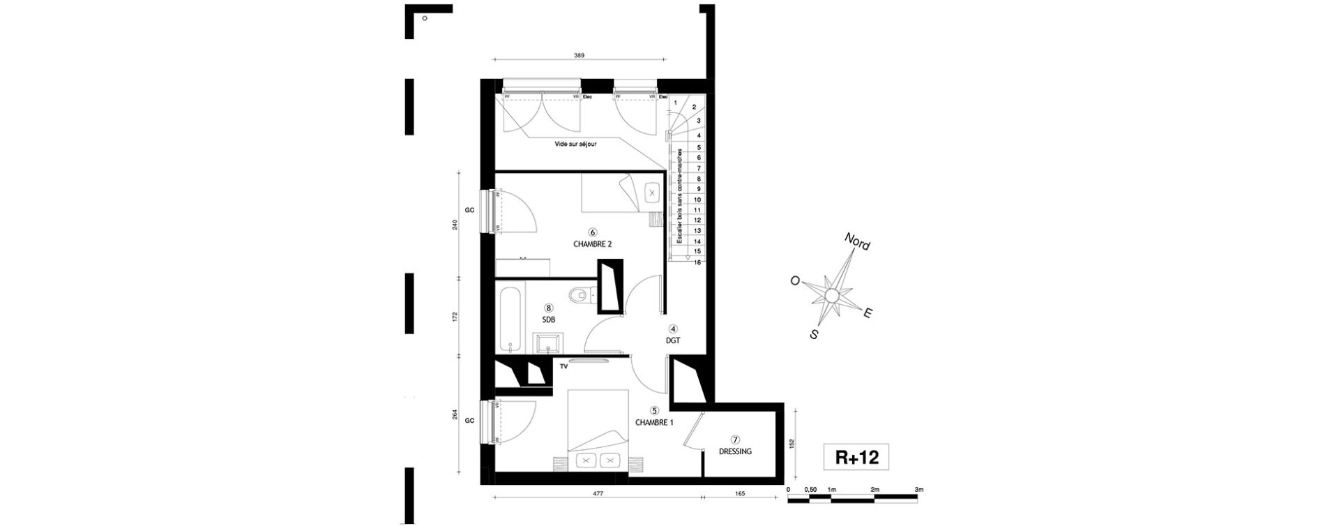 Appartement T3 de 53,70 m2 &agrave; Marseille Villette (3eme)