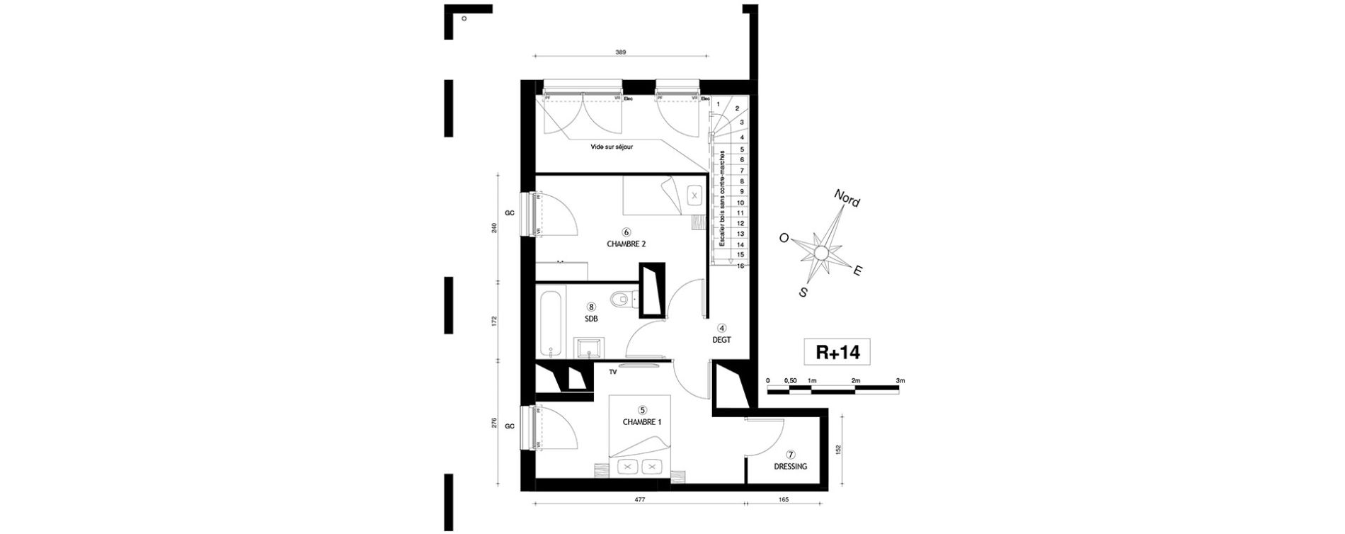 Appartement T3 de 56,40 m2 &agrave; Marseille Villette (3eme)
