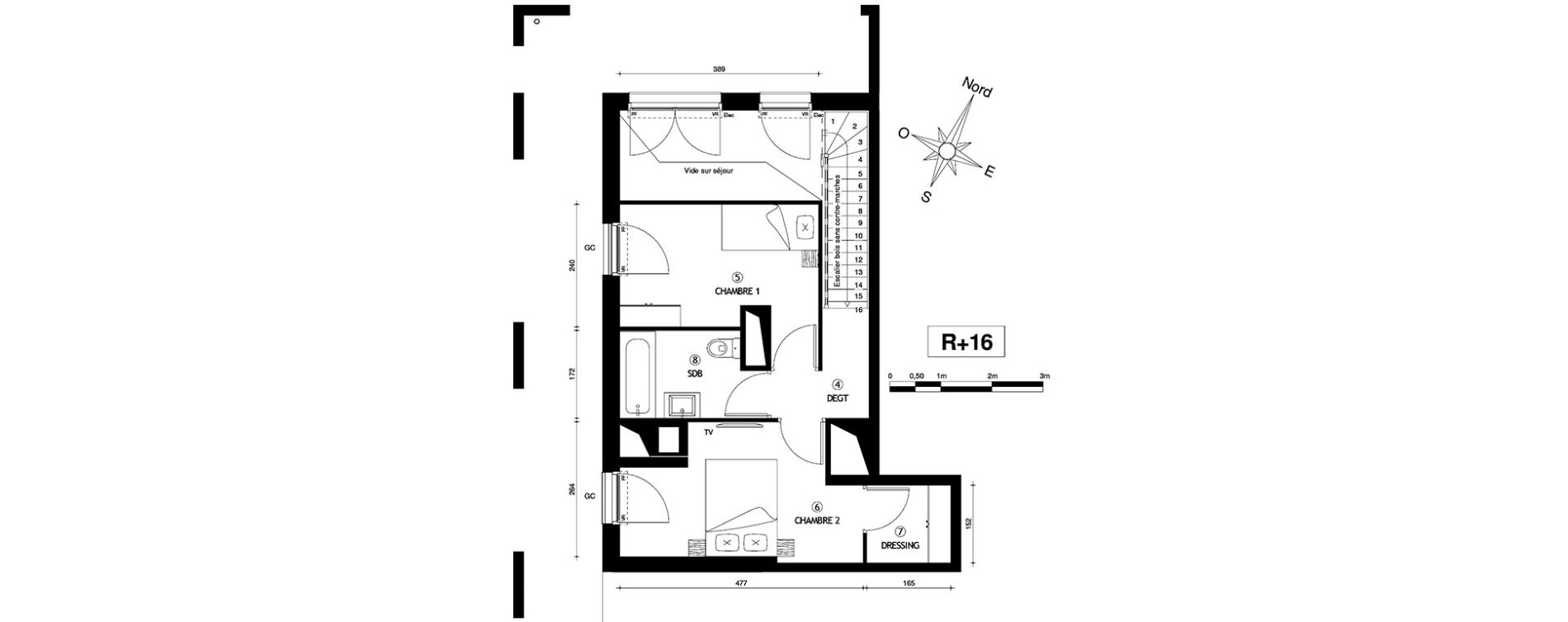 Duplex T3 de 59,30 m2 &agrave; Marseille Villette (3eme)