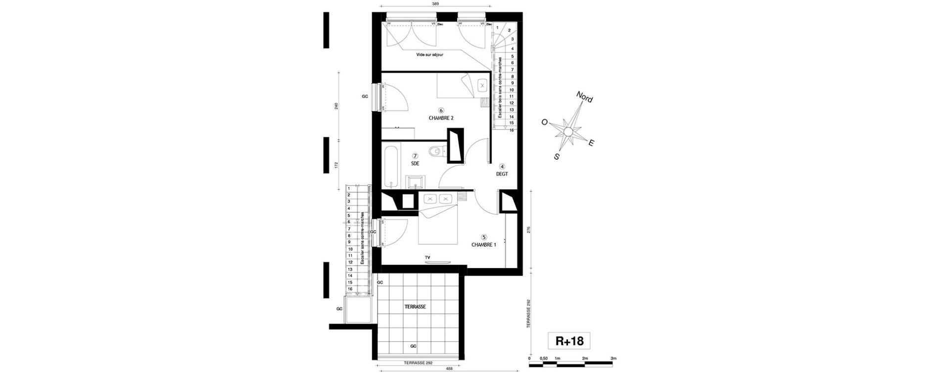 Appartement T3 de 57,30 m2 &agrave; Marseille Villette (3eme)