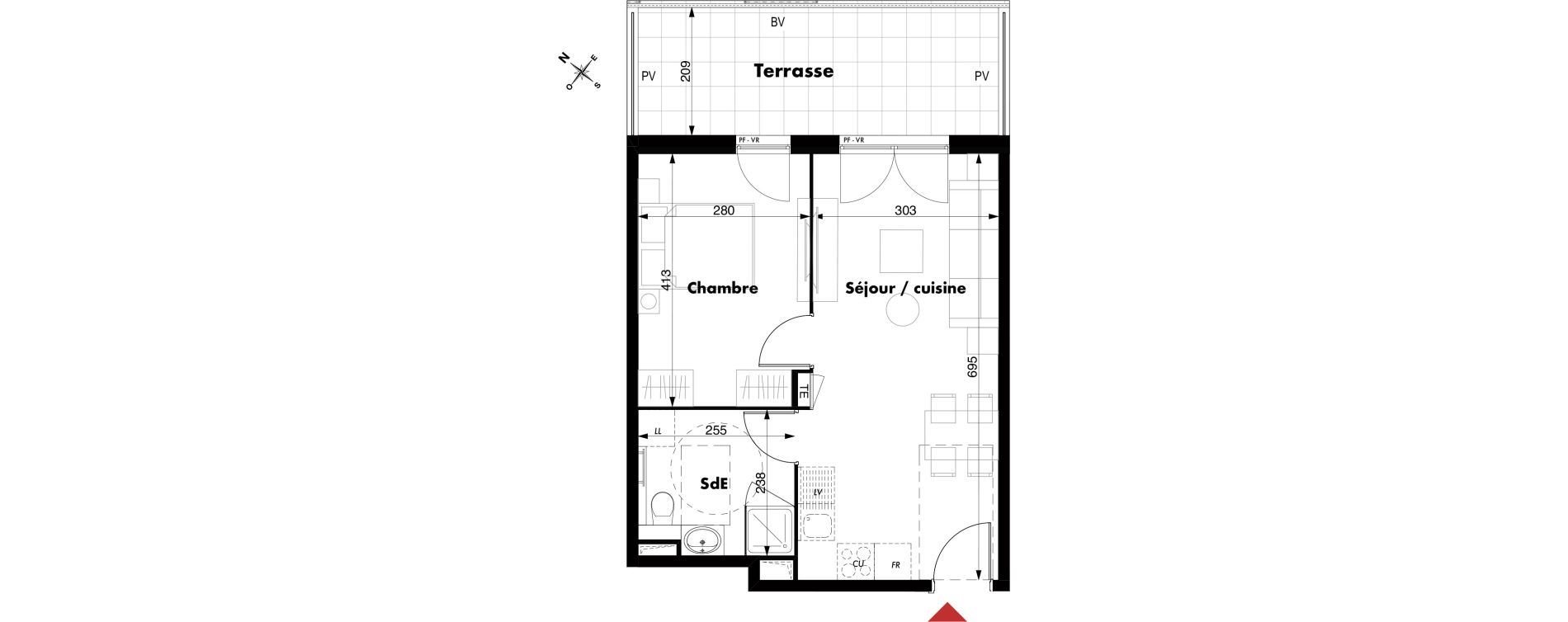 Appartement T2 de 39,07 m2 &agrave; Marseille Vieille chapelle (8eme)