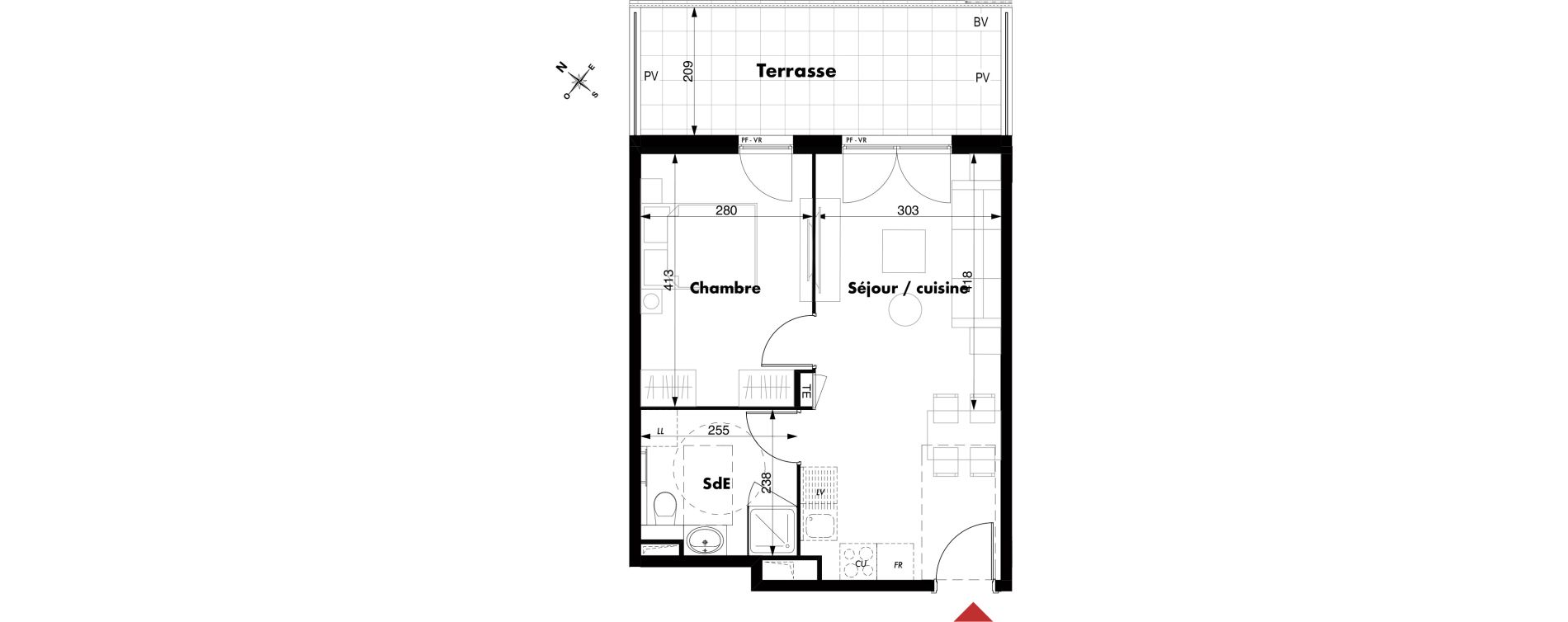 Appartement T2 de 38,93 m2 &agrave; Marseille Vieille chapelle (8eme)