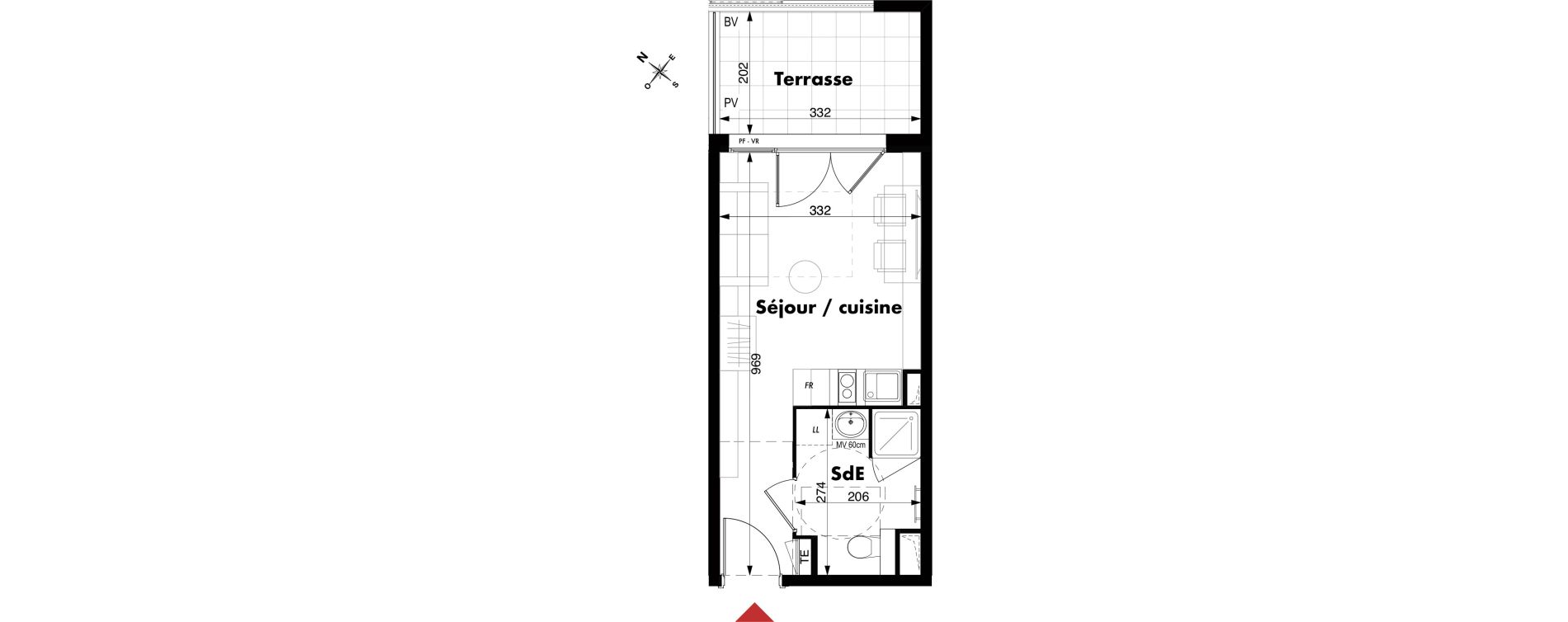 Appartement T1 de 22,16 m2 &agrave; Marseille Vieille chapelle (8eme)