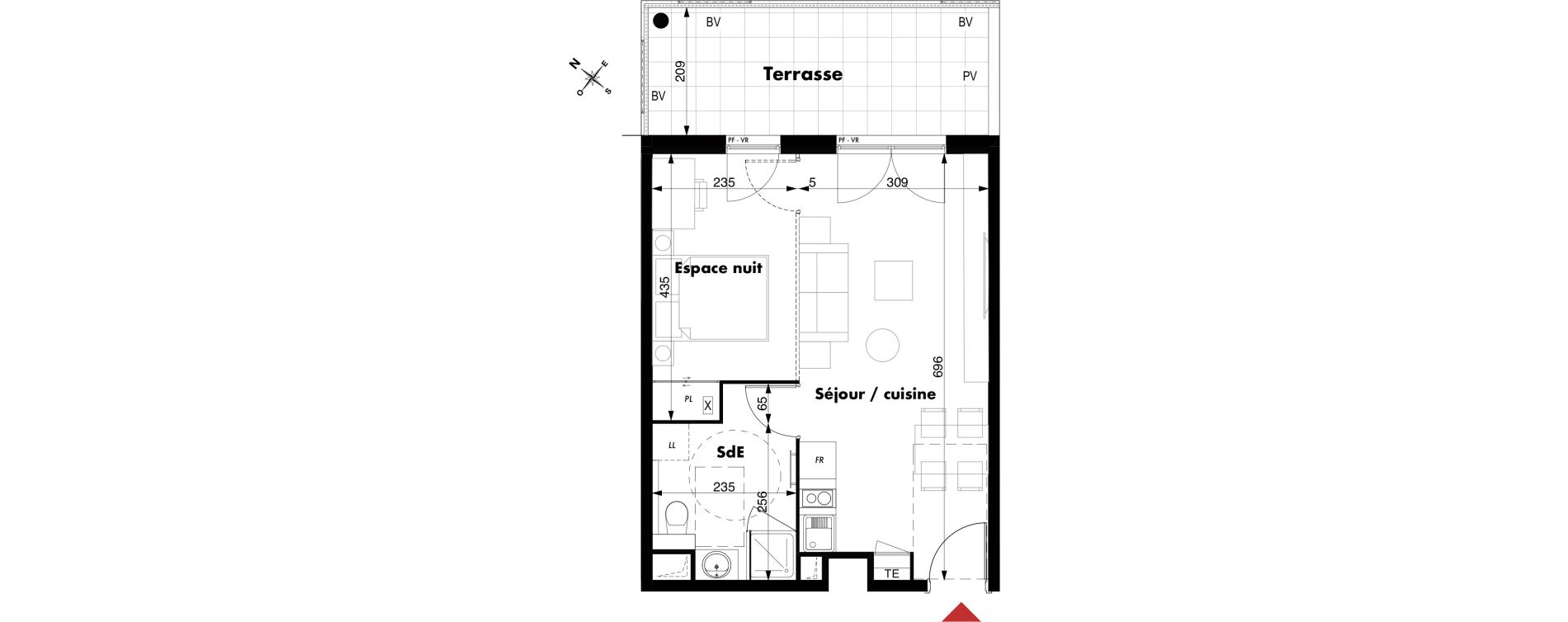 Appartement T1 de 36,85 m2 &agrave; Marseille Vieille chapelle (8eme)