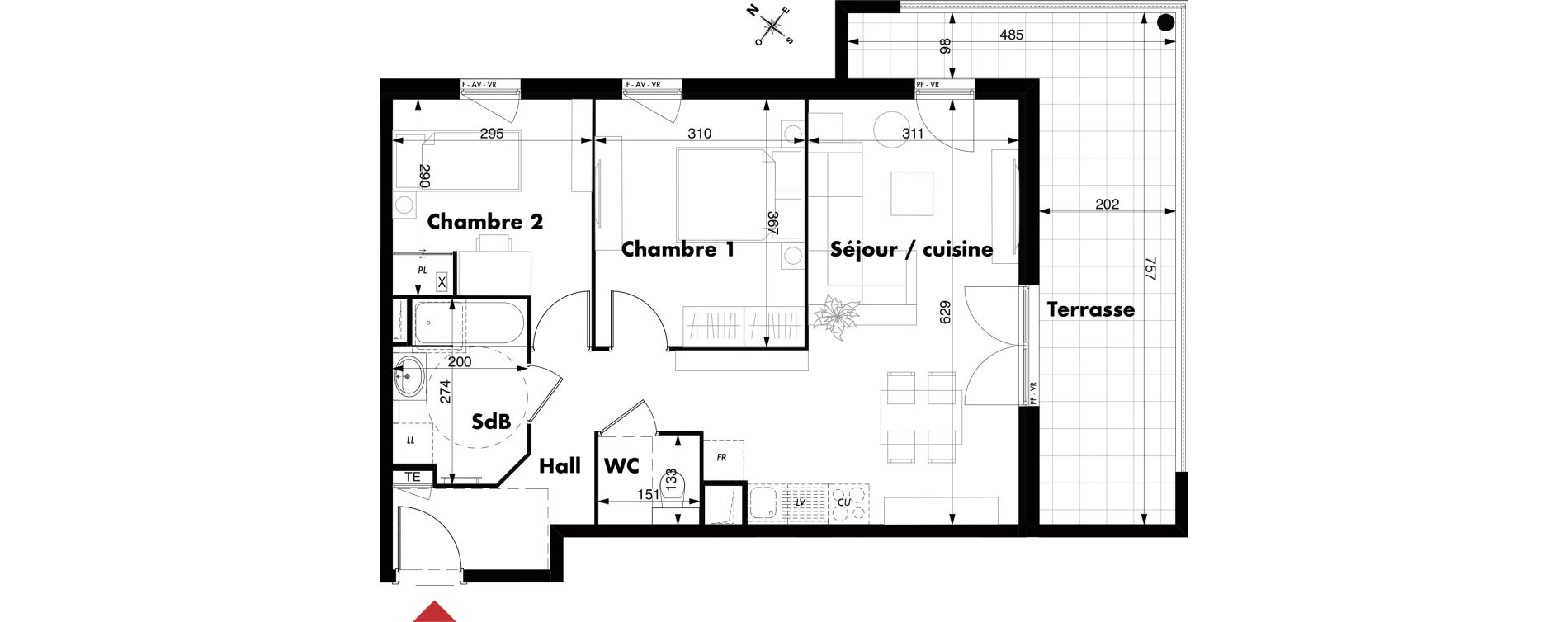 Appartement T3 de 58,02 m2 &agrave; Marseille Vieille chapelle (8eme)