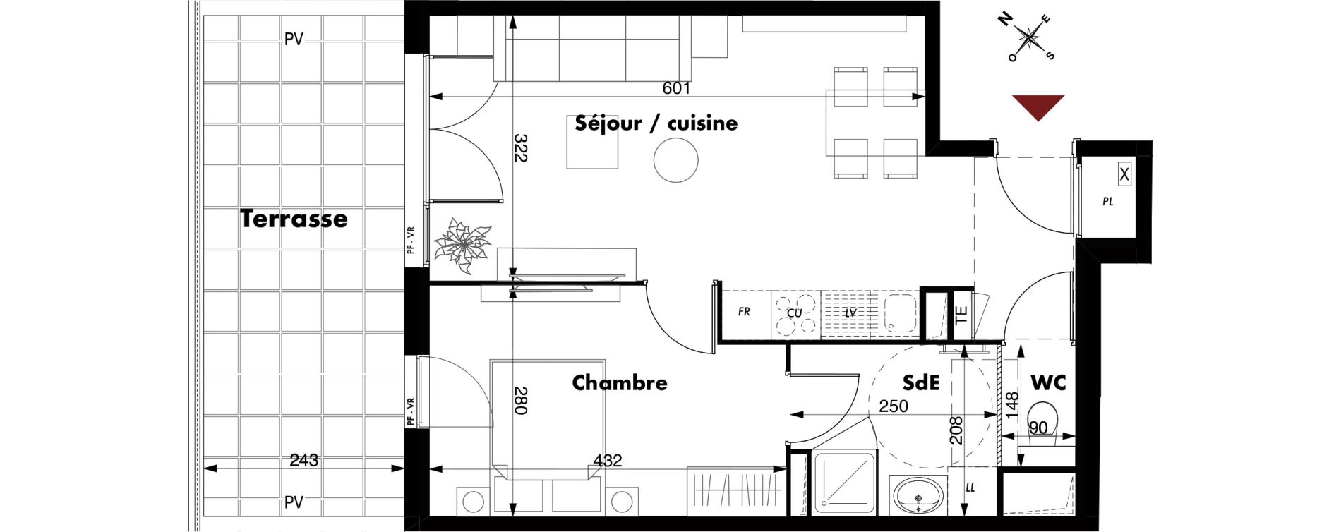 Appartement T2 de 43,31 m2 &agrave; Marseille Vieille chapelle (8eme)