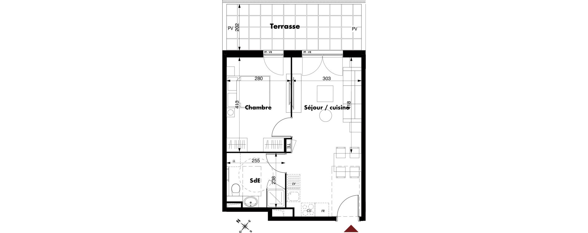 Appartement T2 de 38,93 m2 &agrave; Marseille Vieille chapelle (8eme)