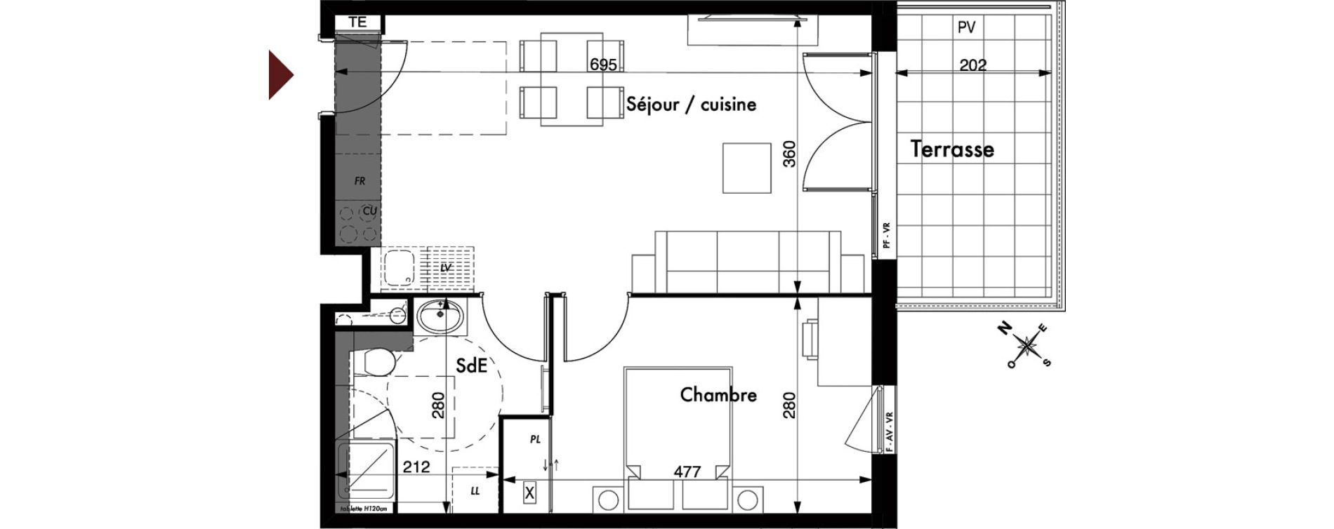 Appartement T2 de 43,26 m2 &agrave; Marseille Vieille chapelle (8eme)