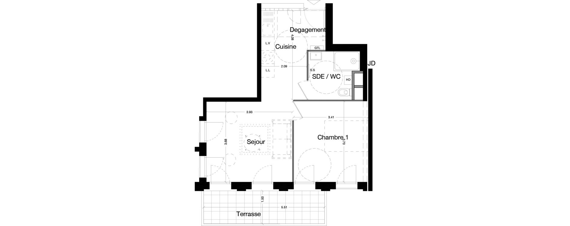 Appartement T2 de 42,25 m2 &agrave; Marseille Saint-barth&eacute;l&eacute;my (14eme)