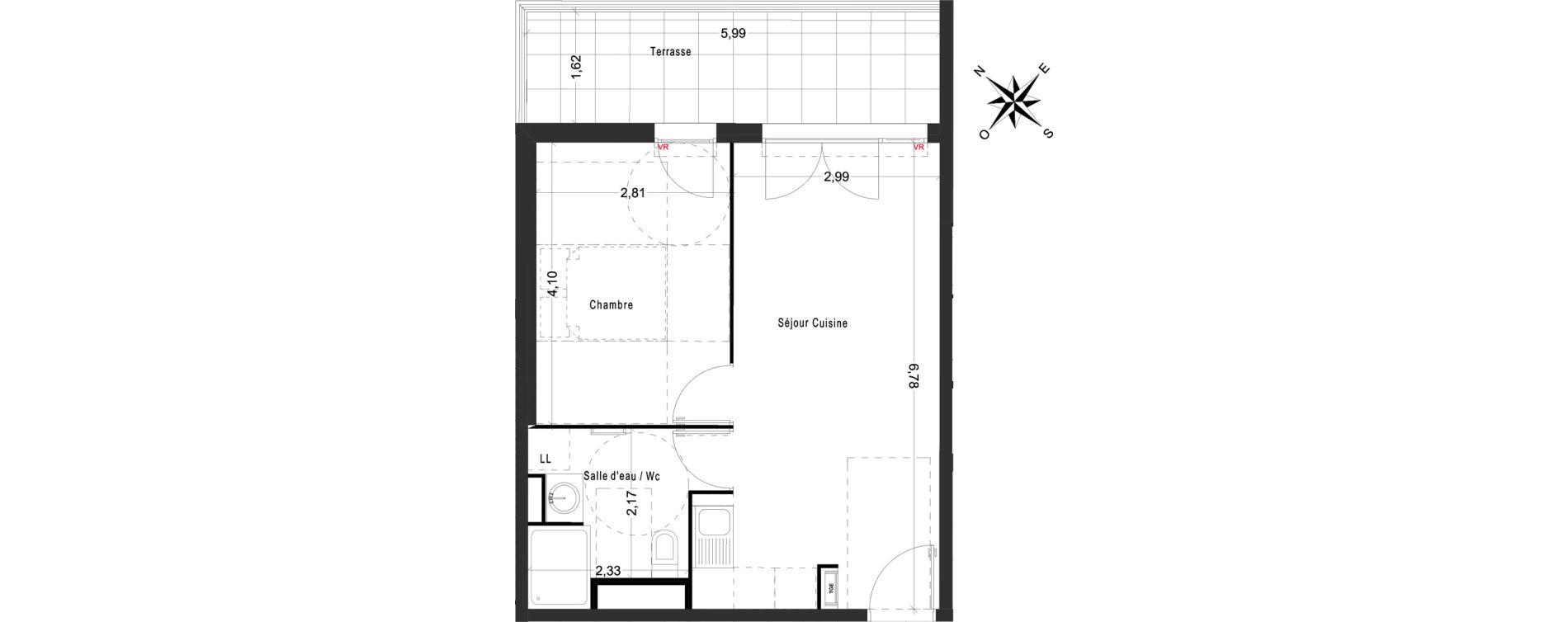 Appartement T2 de 38,43 m2 &agrave; Marseille La grande bastide cazaulx (12eme)