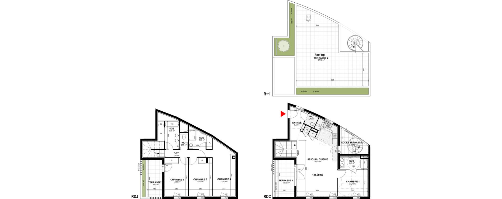 Duplex T5 de 125,30 m2 &agrave; Marseille Les accates (11eme)