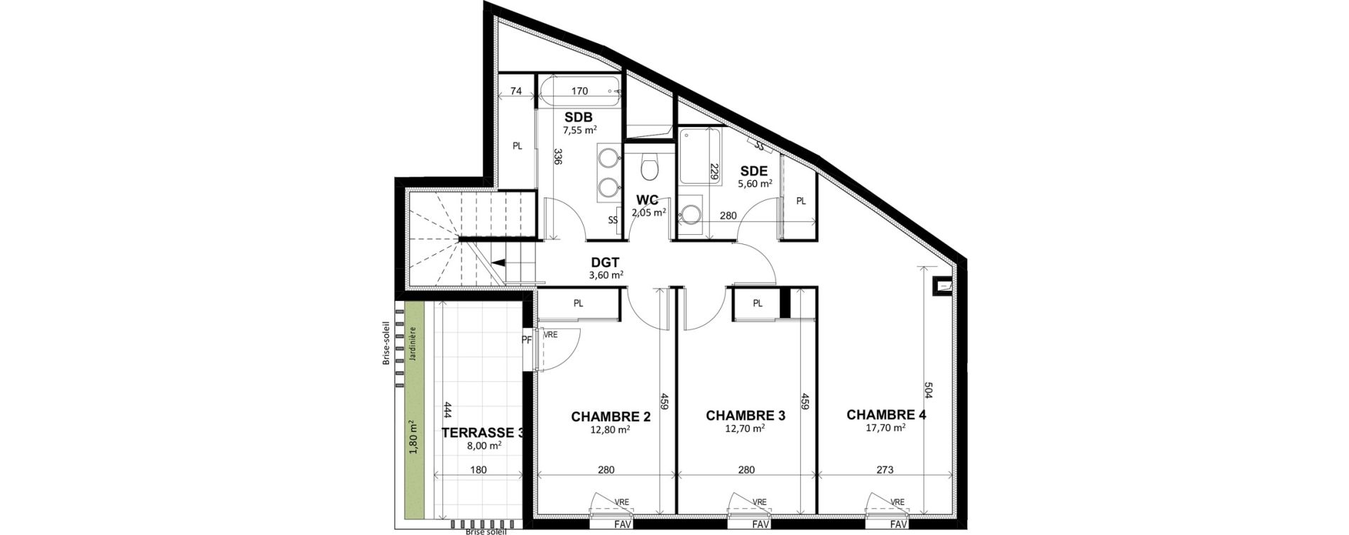 Duplex T5 de 125,30 m2 &agrave; Marseille Les accates (11eme)