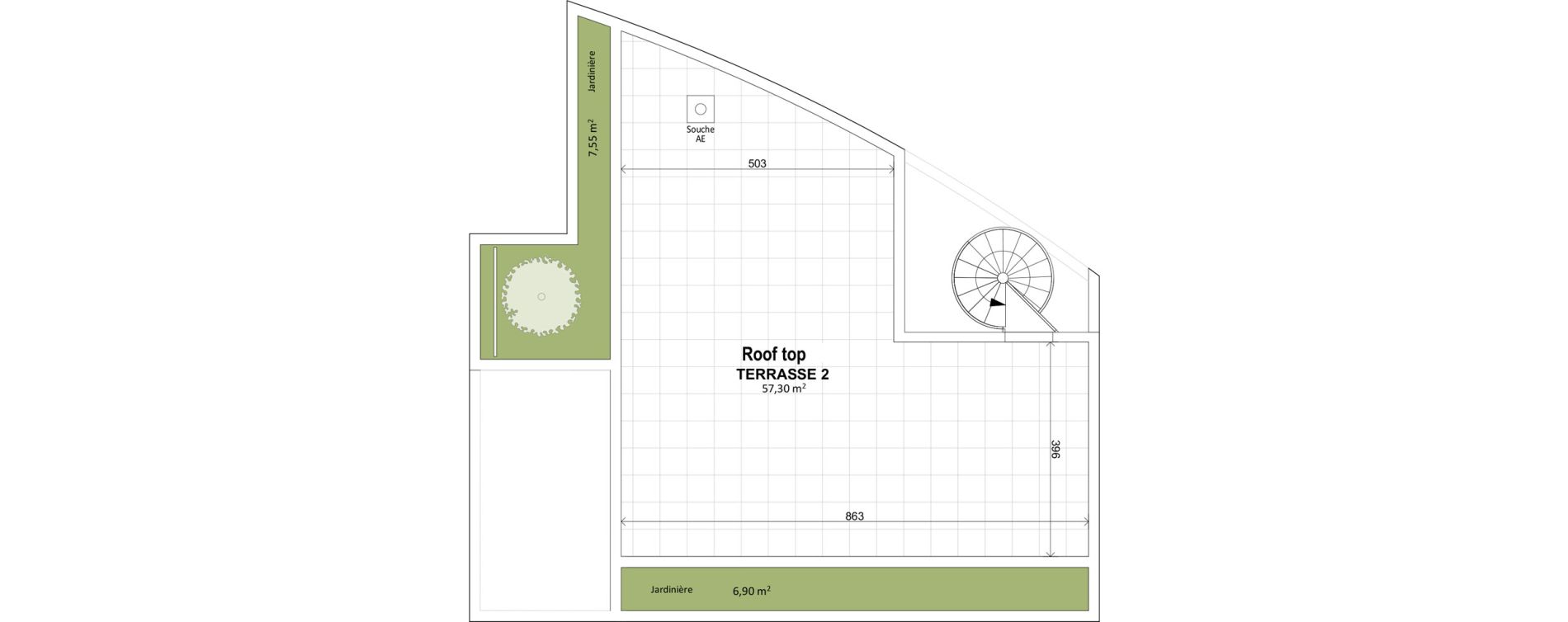 Duplex T5 de 125,30 m2 &agrave; Marseille Les accates (11eme)