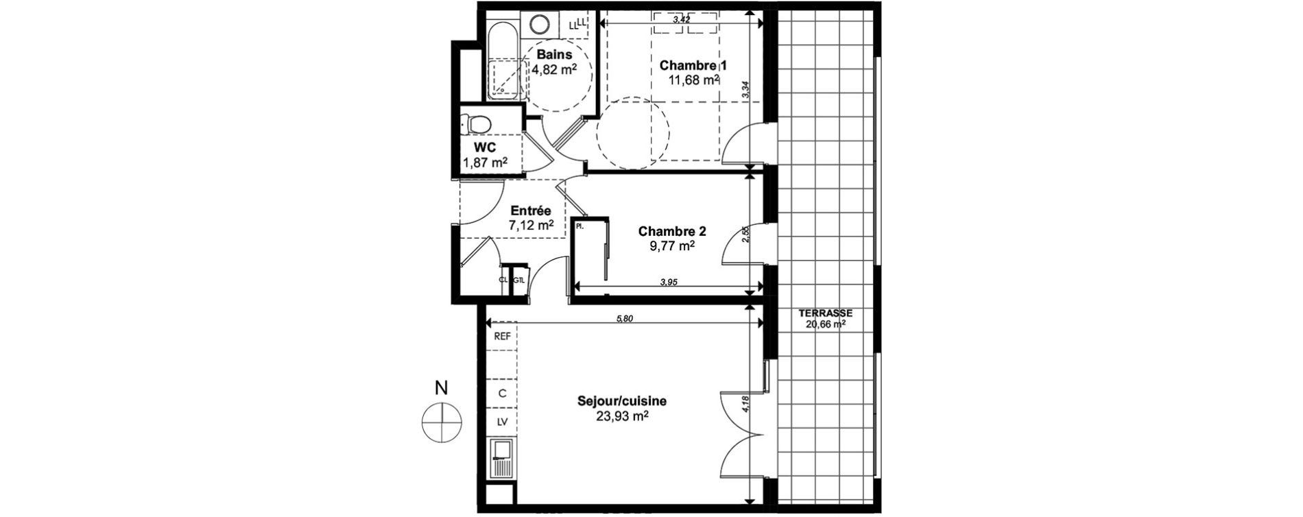 Appartement T3 de 59,19 m2 &agrave; Marseille Le cabot (9eme)