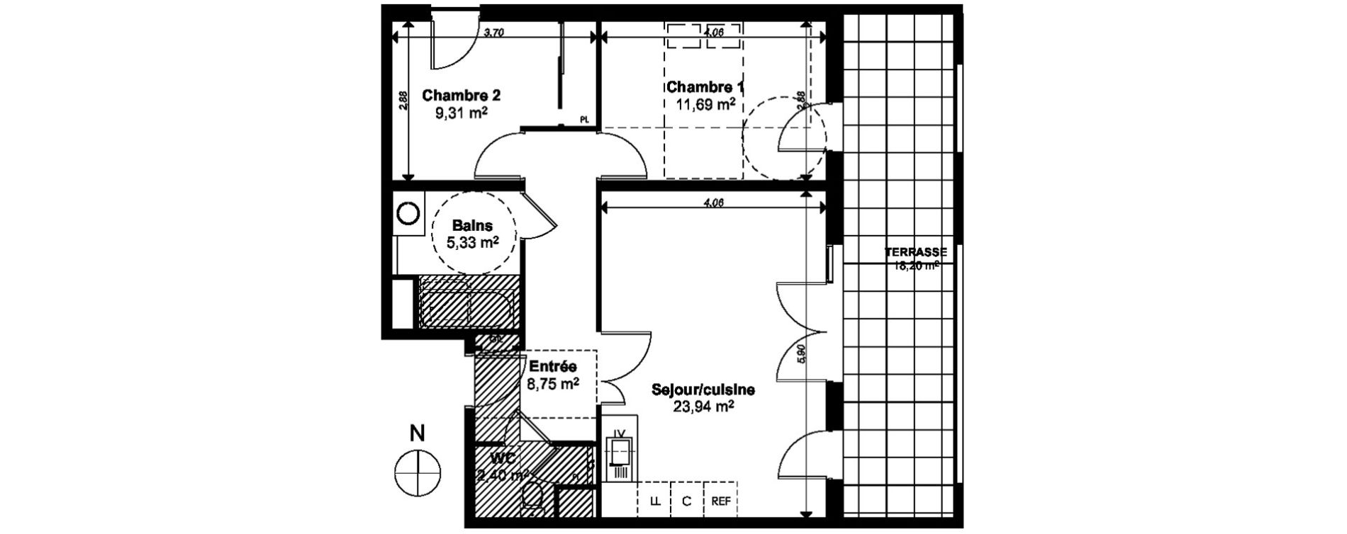 Appartement T3 de 61,42 m2 &agrave; Marseille Le cabot (9eme)