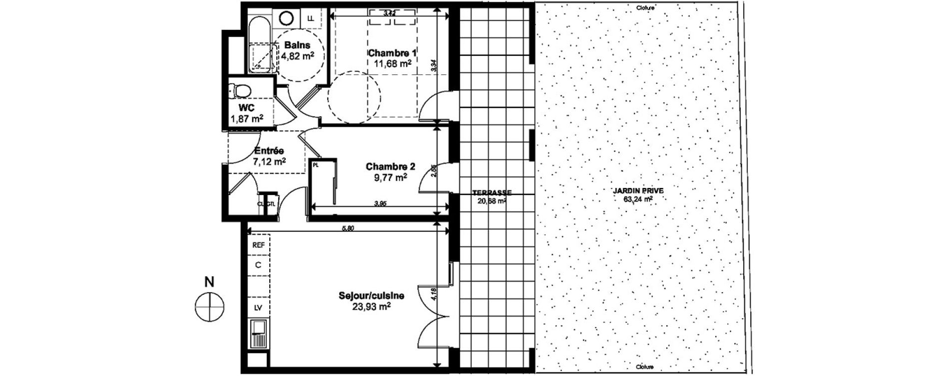 Appartement T3 de 59,19 m2 &agrave; Marseille Le cabot (9eme)