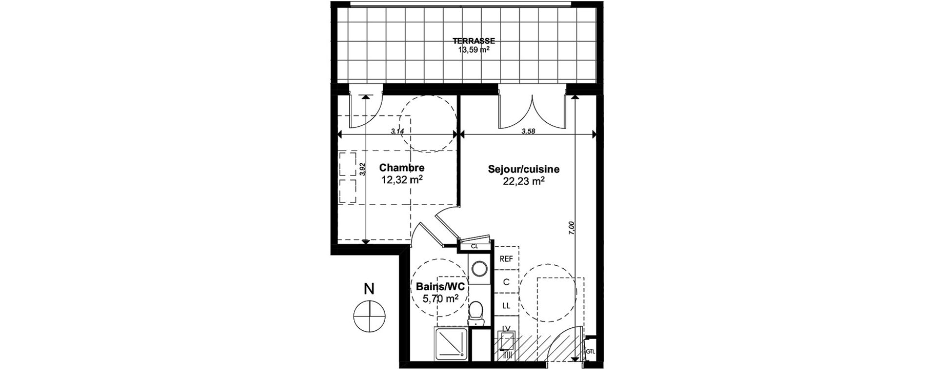 Appartement T2 de 40,25 m2 &agrave; Marseille Le cabot (9eme)