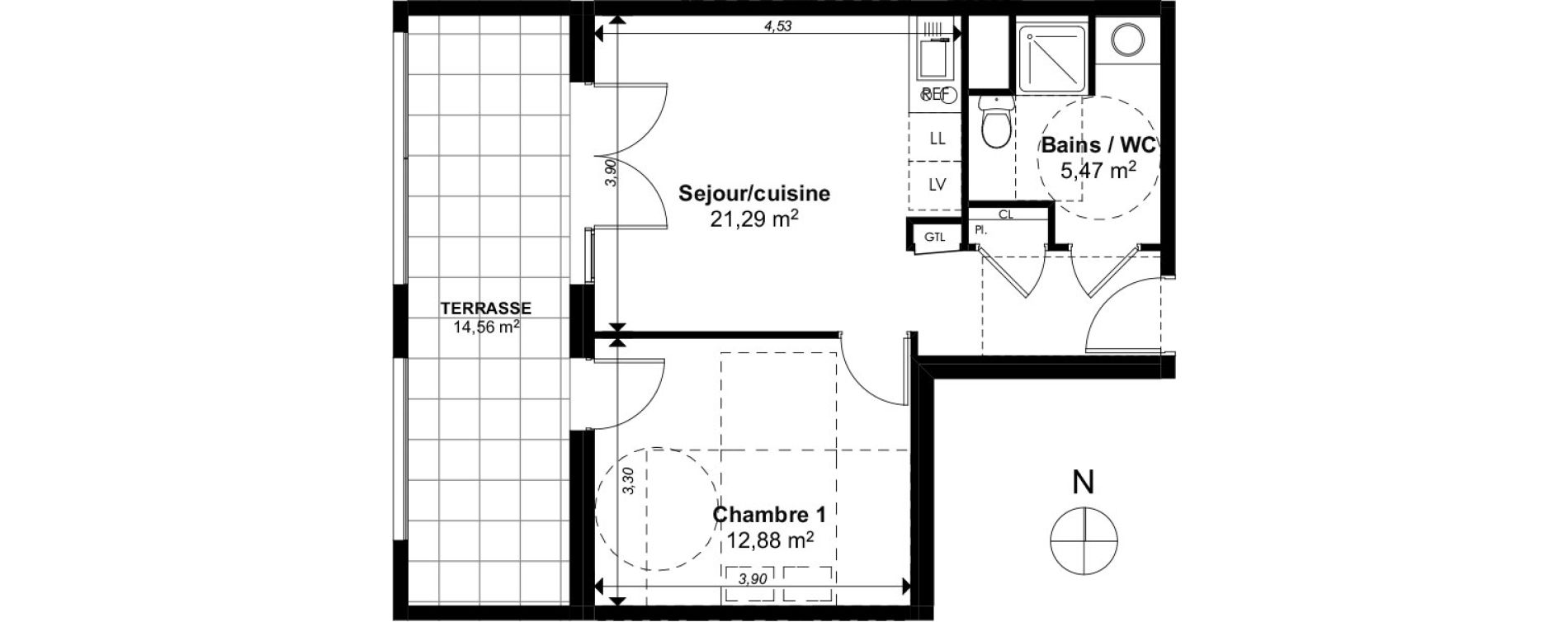 Appartement T2 de 39,64 m2 &agrave; Marseille Le cabot (9eme)