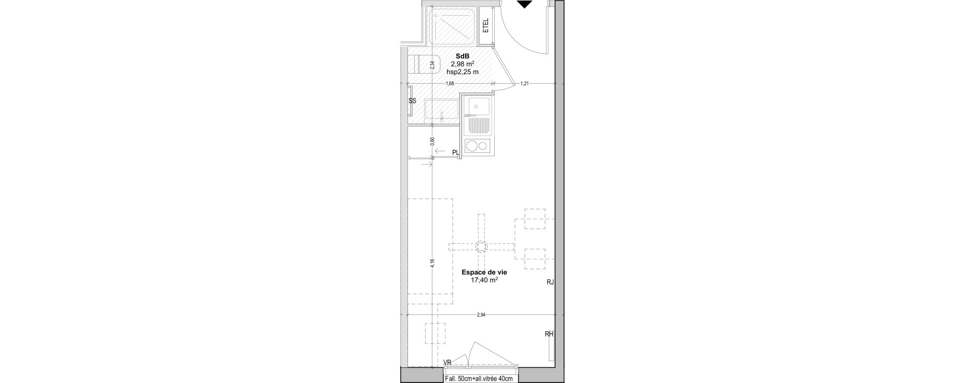 Appartement T1 de 20,38 m2 &agrave; Marseille Baille (5eme)