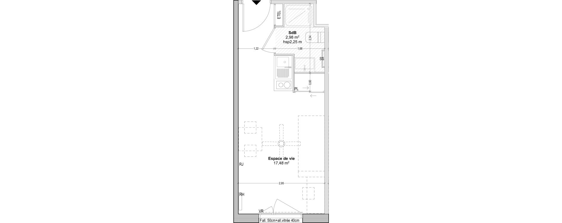 Appartement T1 de 20,46 m2 &agrave; Marseille Baille (5eme)