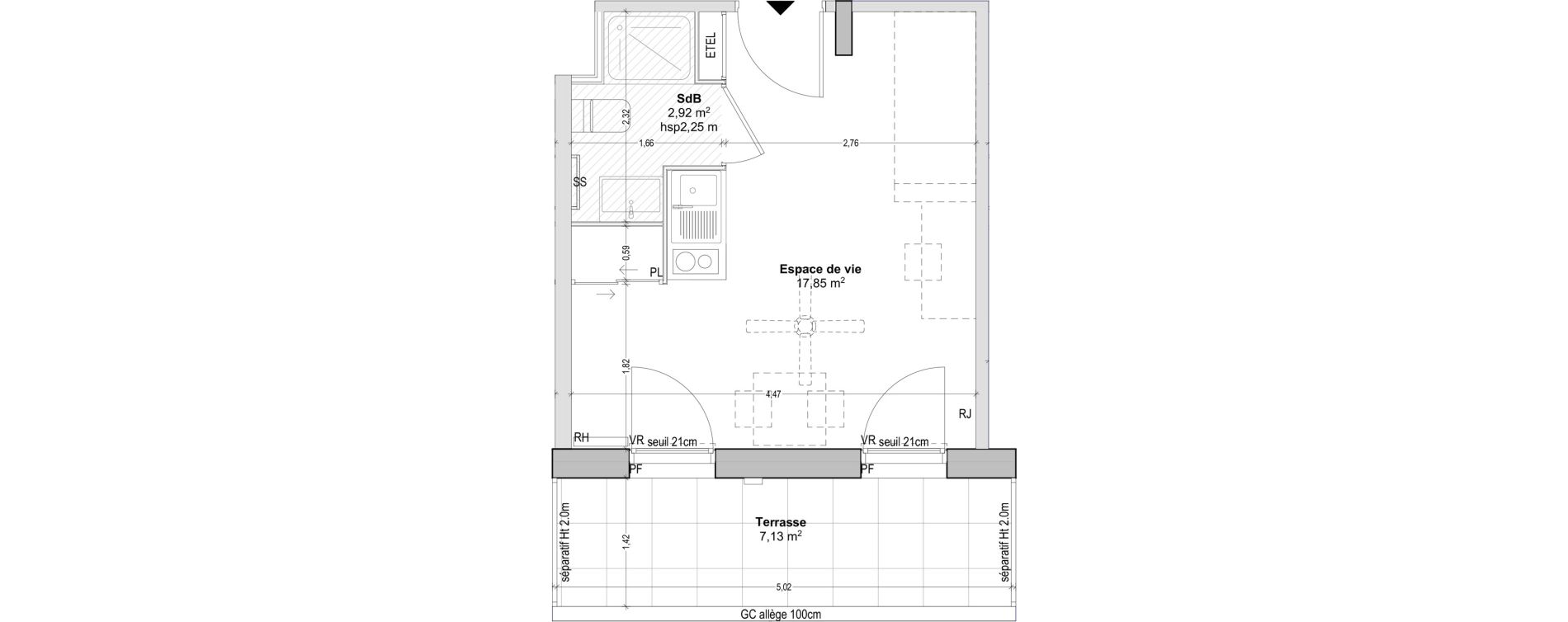 Appartement T1 de 20,77 m2 &agrave; Marseille Baille (5eme)