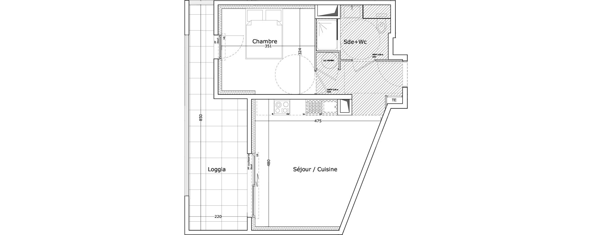 Appartement T2 de 39,75 m2 &agrave; Marseille Vieille chapelle (8eme)