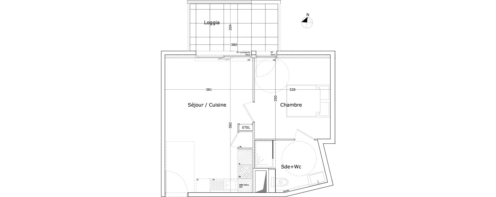 Appartement T2 de 38,77 m2 &agrave; Marseille Vieille chapelle (8eme)