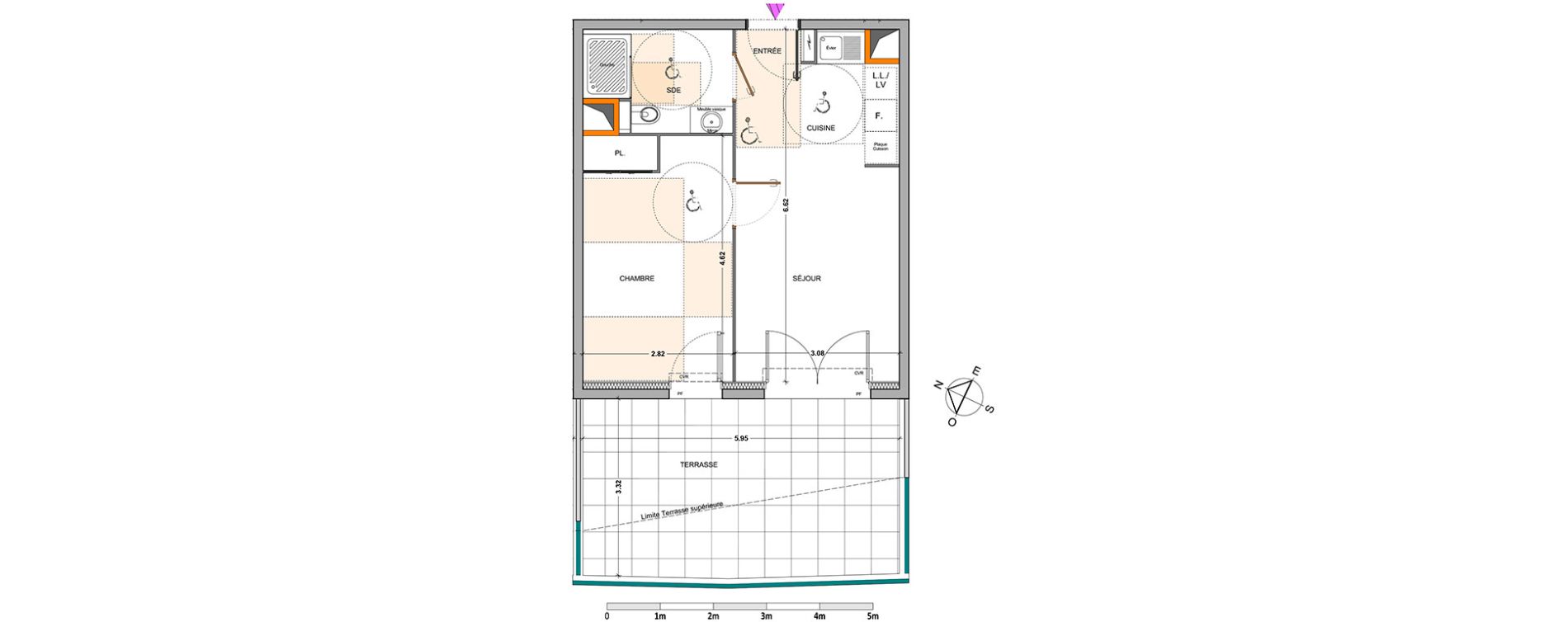 Appartement T2 de 37,71 m2 &agrave; Marseille Mazargues (9eme)