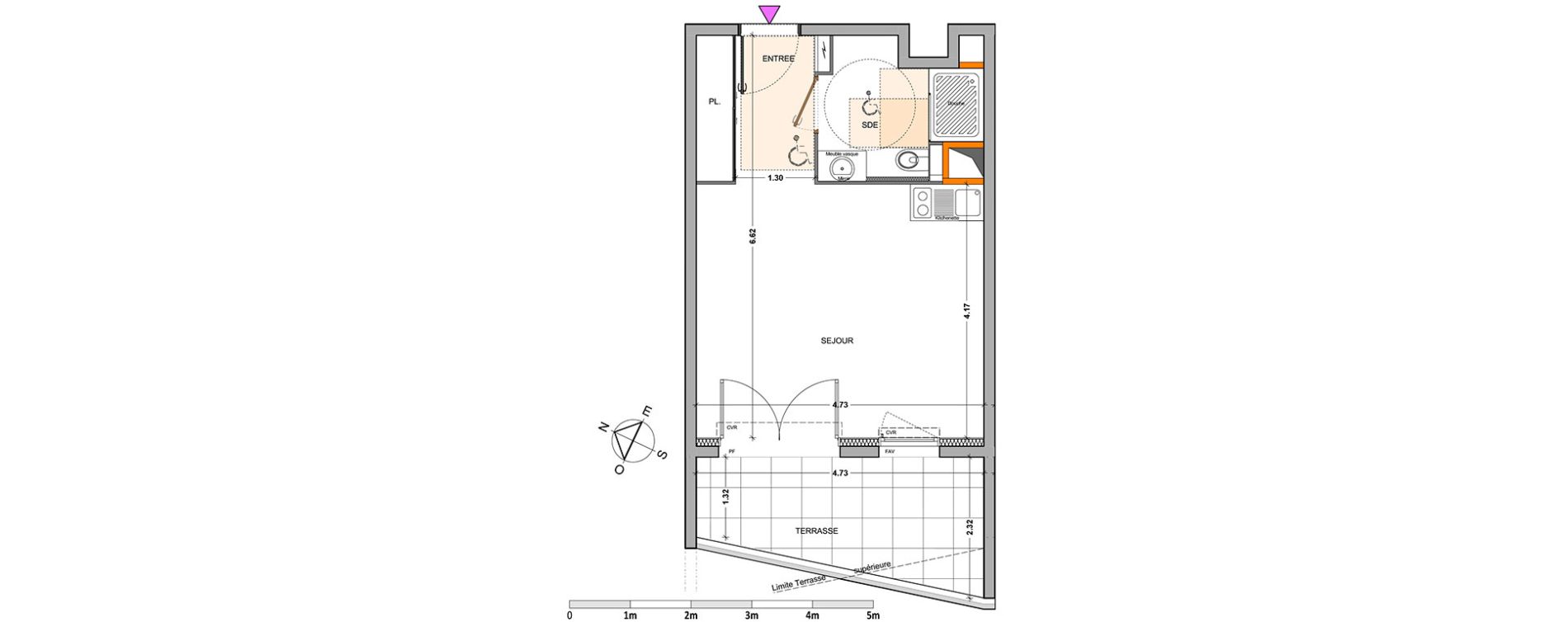 Appartement T1 bis de 29,55 m2 &agrave; Marseille Mazargues (9eme)