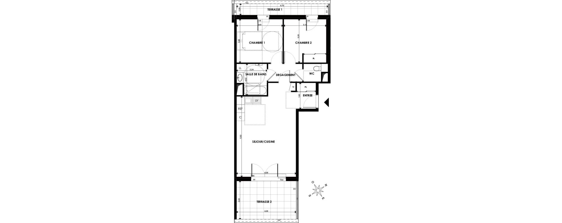 Appartement T3 de 61,41 m2 &agrave; Marseille Chutes-lavie (4eme)