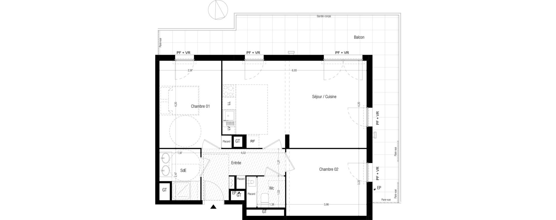 Appartement T3 de 67,48 m2 &agrave; Marseille Saint-tronc (10eme)