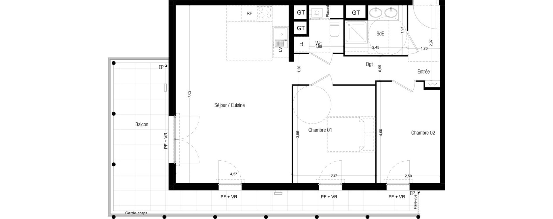 Appartement T3 de 70,07 m2 &agrave; Marseille Saint-tronc (10eme)