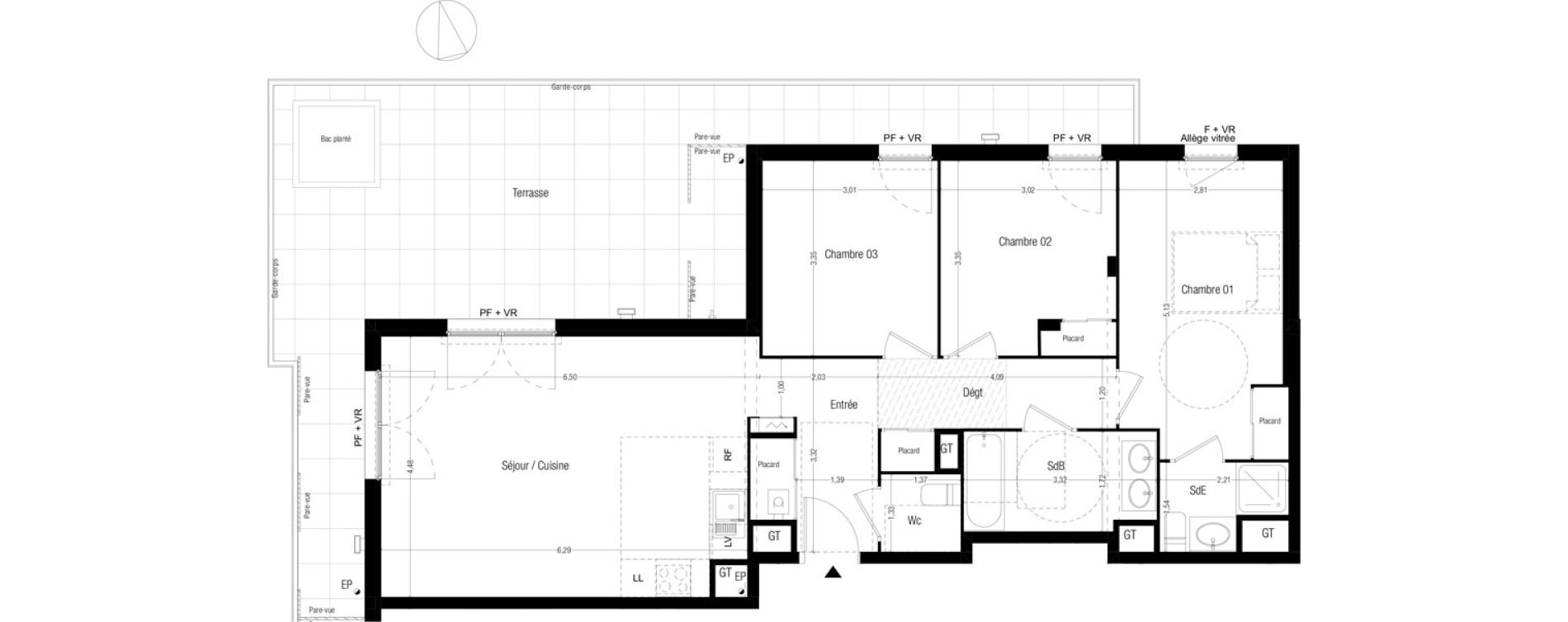 Appartement T4 de 84,42 m2 &agrave; Marseille Saint-tronc (10eme)