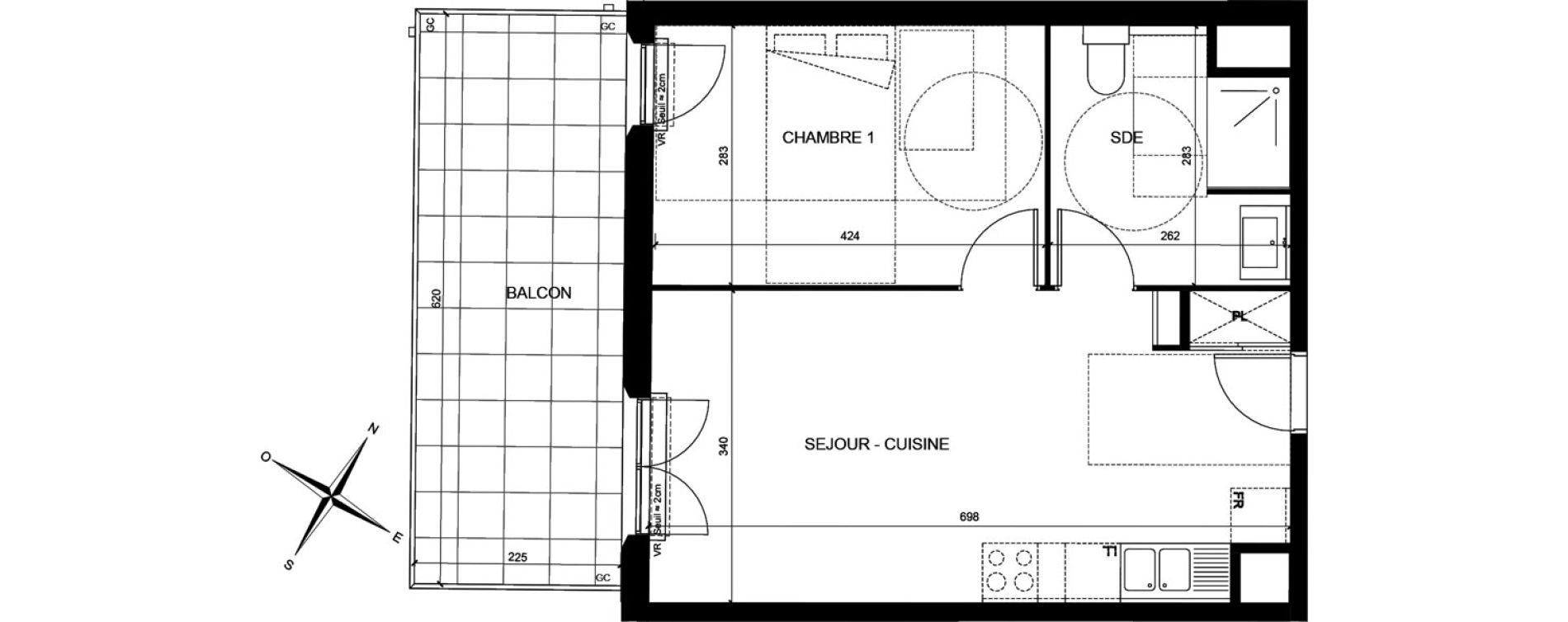 Appartement T2 de 42,11 m2 &agrave; Marseille Sainte-marguerite (9eme)