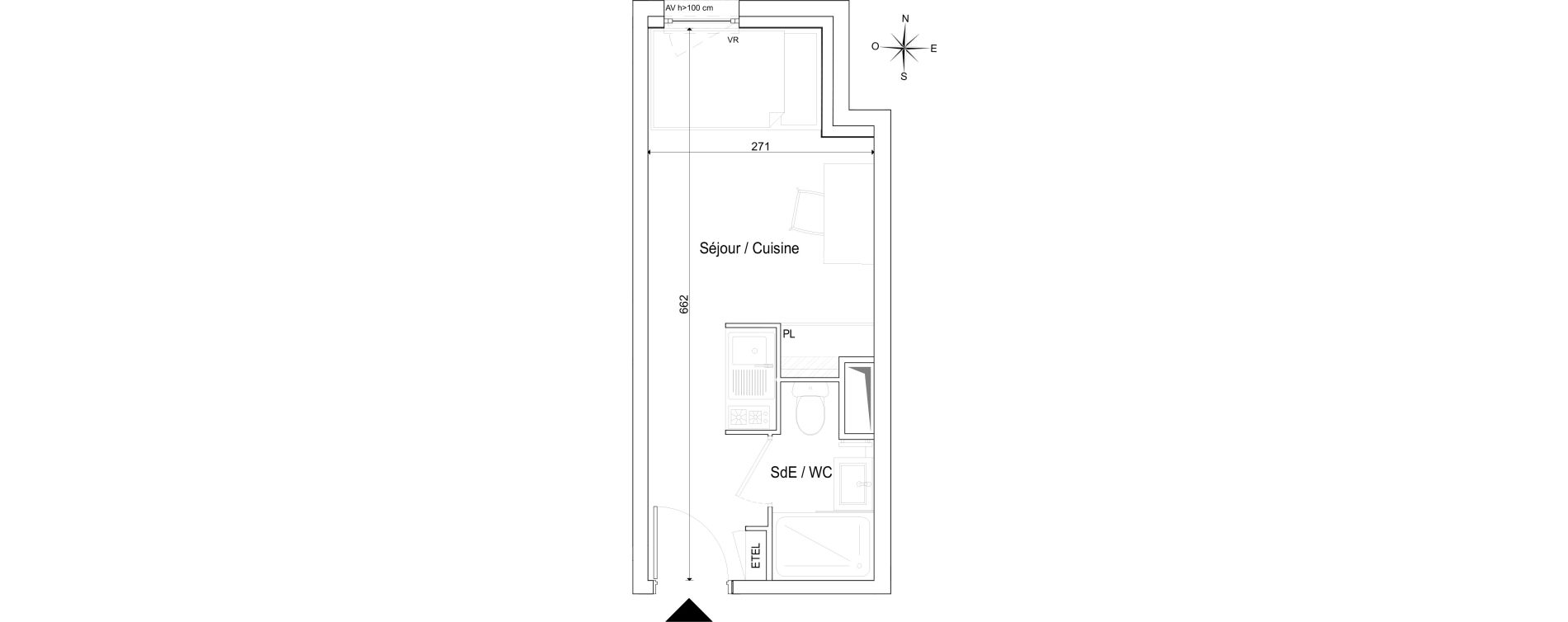 Appartement T1 de 16,42 m2 &agrave; Marseille Baille (5eme)