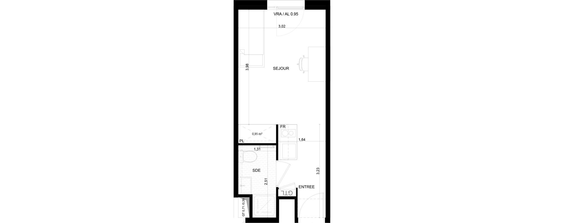 Appartement T1 meubl&eacute; de 20,39 m2 &agrave; Marseille Ch&acirc;teau gombert (13eme)