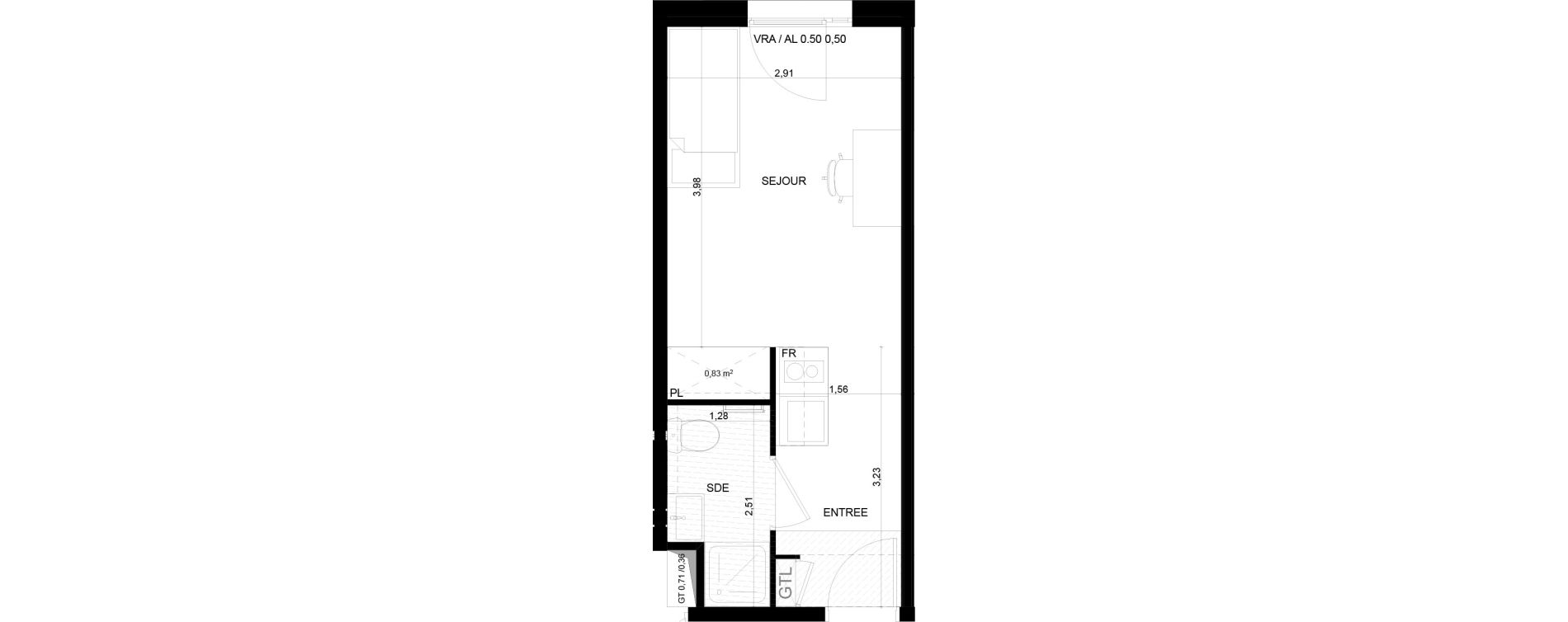 Appartement T1 meubl&eacute; de 20,11 m2 &agrave; Marseille Ch&acirc;teau gombert (13eme)