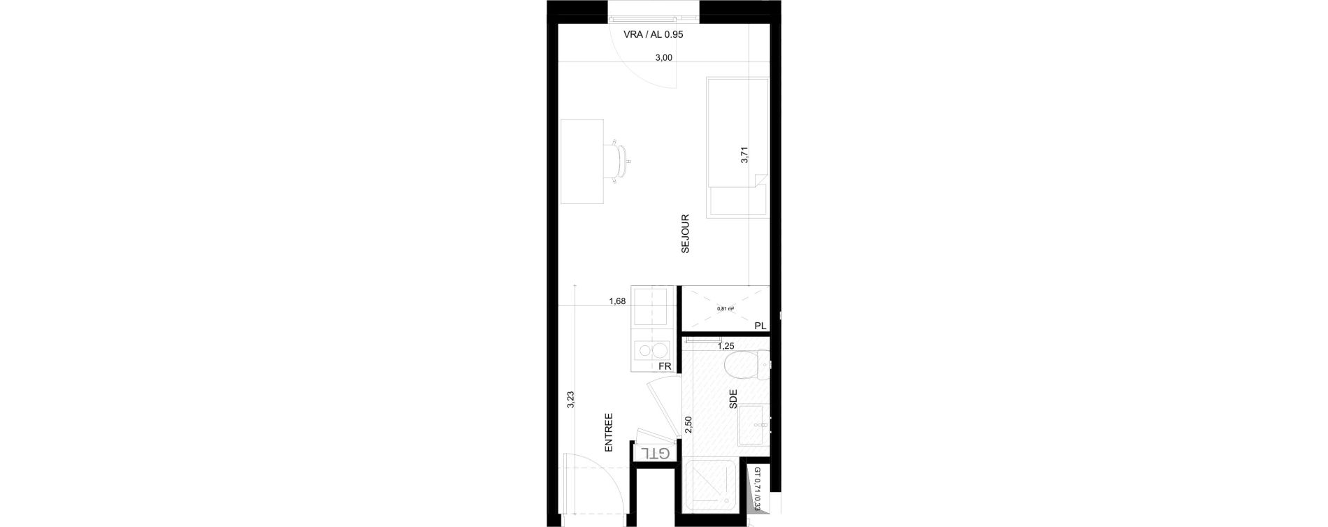 Appartement T1 meubl&eacute; de 19,48 m2 &agrave; Marseille Ch&acirc;teau gombert (13eme)