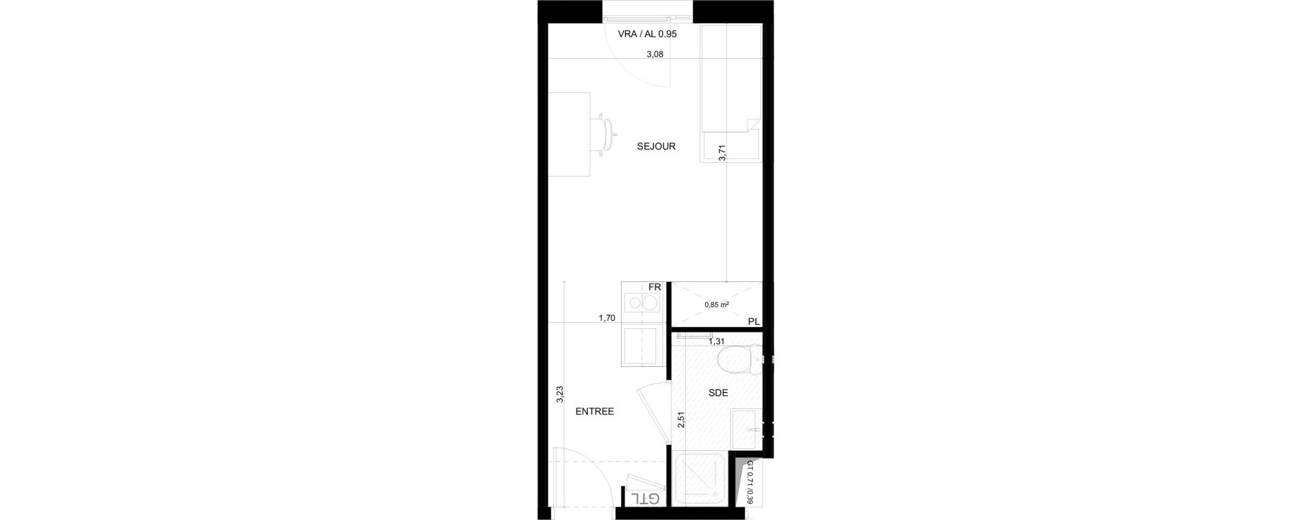 Appartement T1 meubl&eacute; de 20,46 m2 &agrave; Marseille Ch&acirc;teau gombert (13eme)